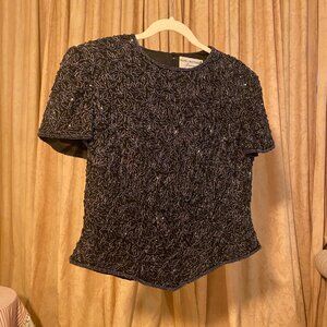 1990’s Vintage Black Beaded Top
